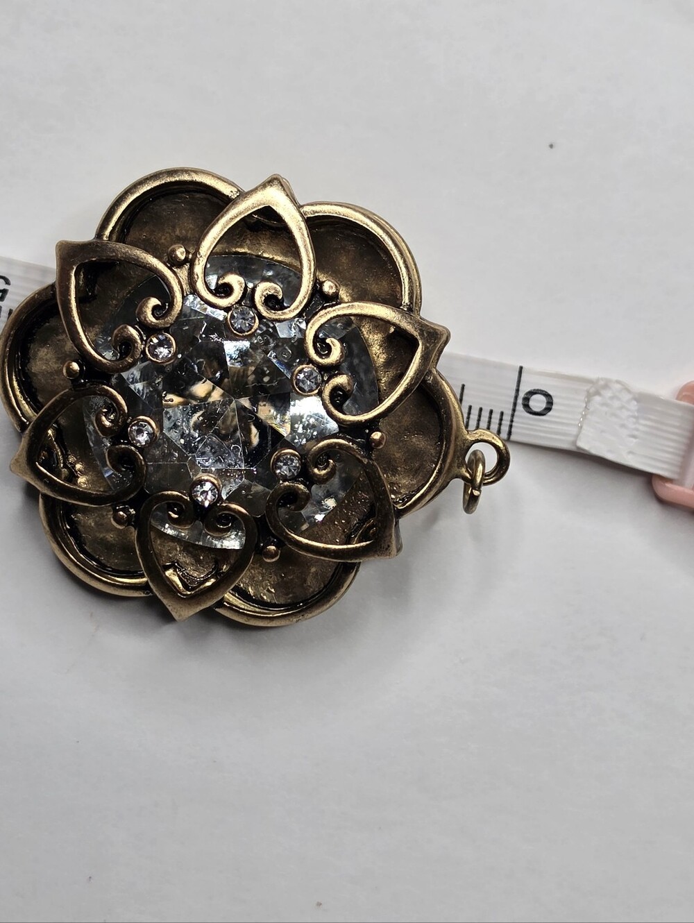 Vintage Gold Tone Large Crystal Rhinestone Heart Statement Pendant - Picture 7 of 8
